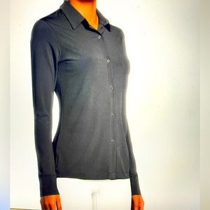 NWT Danica Long Sleeve polo for women. black, size M.Pima cotton/Modal/Spandex